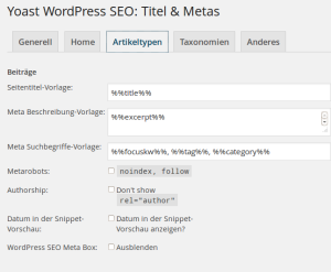 WordPress SEO Schlüsselwort Konfiguration